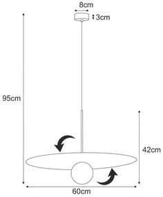 Duża lampa wisząca loft kapelusz z ruchomą tarczą - A695 Tereza 13X