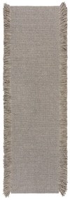 Szary chodnik z mieszanki wełny tkany ręcznie 60x230 cm Rene Fringed Ribbed – Flair Rugs