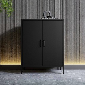 Czarna szafka z półkami na nóżkach metalowa VITO Modern 800 x 1015 x 400 mm