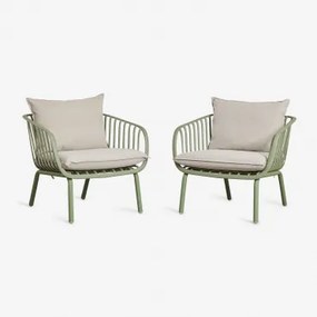 Zestaw 2 Foteli Ogrodowych Z Stali I Polipropylenu Aradina Zielony Lauerl - Sklum