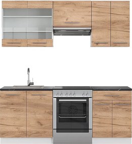 Zabudowa kuchenna gold power dąb/biały 200x46x81.6 fame-line