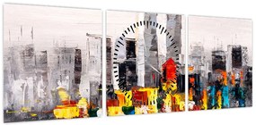 Obraz - Obraz przedstawiający duże miasto (z zegarem) (90x30 cm)