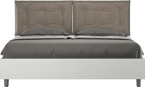 Łóżko wyposażone w stelaż z listwami z pojemnikiem 160x200 Frassino biała poduszkami sztucznej skóry cappuccino Egos Annalisa