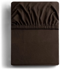 Ciemnobrązowe dżersejowe prześcieradło z gumką 220x200 cm Amber – Restilo