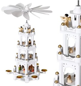 Spielwerk Piramida świąteczna MERRY, 60x20x20cm, biała