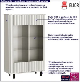 Biała ryflowana witryna szklana niska H1-L36