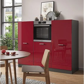 Blok kuchenny czerwony wysoki połysk/antracyt 180x46x81.6 r-line