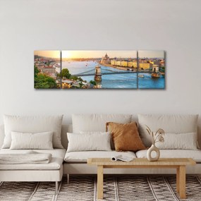 Obraz miasta Budapeszt z rzeką (170x50 cm)