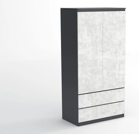 Szafa 90cm Garderoba z 2 szufladami i wieszakiem LUNA Antracyt/Beton