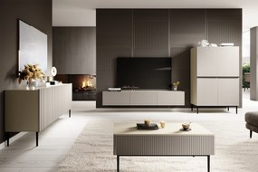 Szafka RTV Nicole 200 cm wisząca z szufladą - kaszmir mat