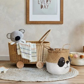 Biało-naturalny dziecięcy kosz na zabawki z trawy morskiej ø 25x24 cm Panda – Compactor