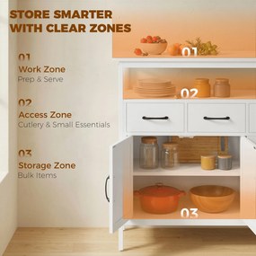 HOMCOM Komoda z regulowanymi półkami, bufet z szufladami, 95 cm, biały | Aosom PL