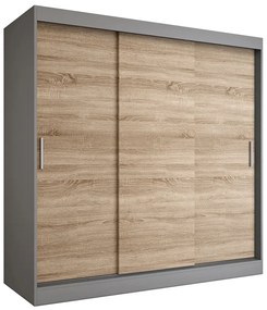 Szafa przesuwna 200 cm antracyt + dąb sonoma L7-P12