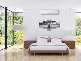 Obraz - Samolot czarno-biały (125x70 cm)