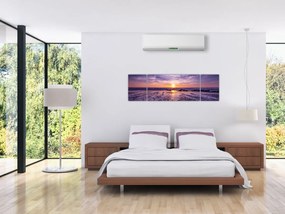Obraz plaży - zachód słońca (170x50 cm)