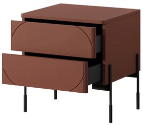 Szafka nocna z dwoma szufladami Sonatia na metalowych nogach 45 cm - burgund
