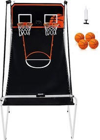 Kosz do Koszykówki, SucceBuy Indoor Double Shot Składana Gra Zręcznościowa do Koszykówki, 2 Graczy, 4 Piłki
