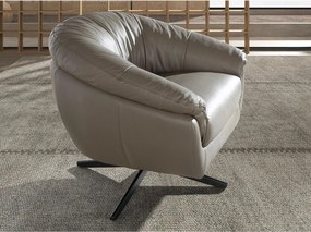 Fotel obrotowy z szarej skóry 5138 ANGEL CERDA