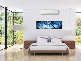Obraz niebieskich fraktali (170x50 cm)