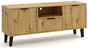 Szafka pod telewizor ryflowana na nóżkach dąb artisan H2-H73