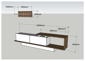 Biały zestaw pod TV 180x55 cm Asos – Woody Fashion