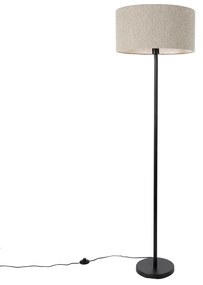 Lampa podłogowa czarna z abażurem boucle taupe 50 cm - Simplo Nowoczesny Oswietlenie wewnetrzne