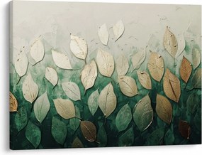 Obraz - Złoto-zielone liście (70x50 cm)