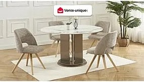 Zestaw 2 krzeseł z tkaniny i drewna kauczukowego - Taupe - VESIANI