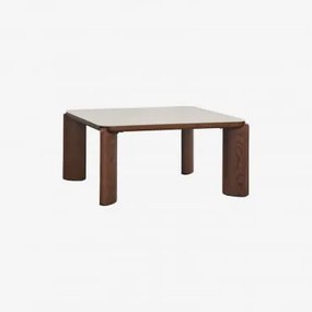 Kwadratowy Stolik Kawowy 80x80 Cm Ze Szkła Hartowanego I Mdf Nilea Kremowa Tapioca - Sklum