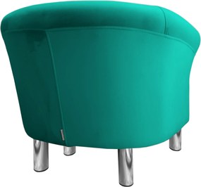 Fotel Milo tkanina Welur wygodny fotel tapicerowany do salonu i sypialni : Kolor nogi - Chrom, Kolor tkaniny - VELVET - MG20, Wysokość nogi - 15 cm