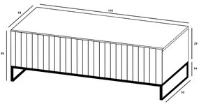 Stolik kawowy TAL 3D 110x54cm biały mat MEBLE LINDNER