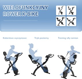 HOMCOM Rower treningowy Rower stacjonarny Składany Z parą kabli napinających 2 w 1 do użytku domowego Stalowy 51 x 97 x 115 cm Czarny | Aosom PL