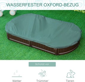 Outsunny Piaskownica z siedziskami i pokrowcem HDPE dla dzieci 3-12 lat 183x105x22 5 cm ciemnozielona | Aosom PL