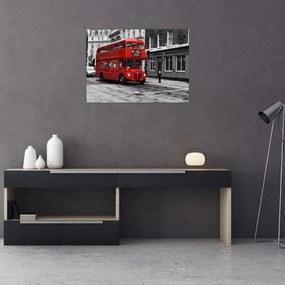 Obraz na szkle - Londyn z autobusem (70x50 cm)