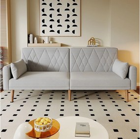 Szara, welurowa sofa dwuosobowa, regulowane oparcie i podłokietniki, nowoczesny design, do salonu lub sypialni