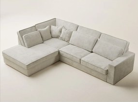 Szarobeżowy narożnik z tkaniny szenilowej (lewostronny/w kształcie litery L) Kirou – Maison de Rêve