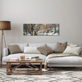 Obraz namalowanego zimowego krajobrazu (z zegarem) (90x30 cm)