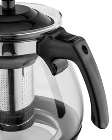 Altom Szklany czajnik z sitkiem 2,3 l, czarny