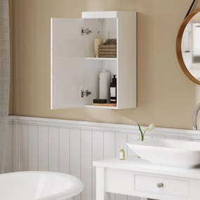 HOMCOM Szafka Łazienkowa Dwupoziomowa, montowana na ścianie, Płyta wiórowa, MDF, Biały