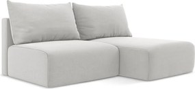 Jasnoszary aksamitny rozkładany/ze schowkiem narożnik (prawostronny/z szezlongiem) Kalena – Makamii