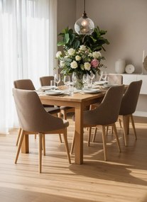 Beżowe tapicerowane krzesło obrotowe R6-C01