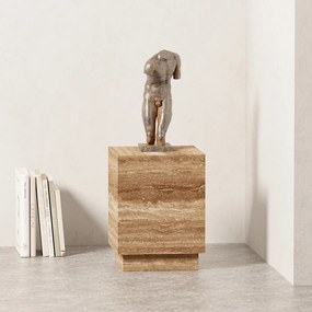 Stolik pomocniczy z trawertynu – orzech – Heron Low