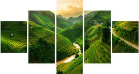 Obraz - Tarasy ryżowe Mu Cang Chai (125x70 cm)