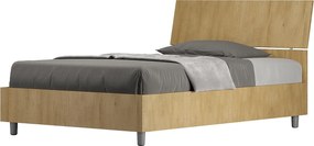 Łóżko wyposażone w stelaż z listwami 120x200 Nachylony zagłówek dąb naturalny Demas