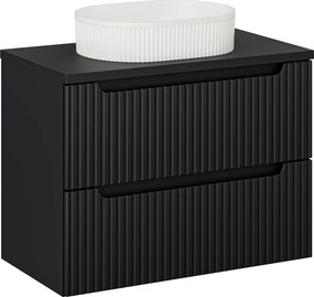 Szafka 2 szuflady Nova 80 cm z białą umywalką Beyond, czarny mat