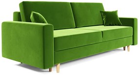 Zielona sofa welurowa z pojemnikiem i funkcją spania F6-F03