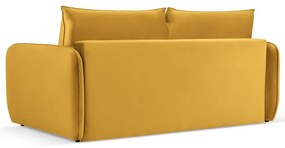 Musztardowa aksamitna rozkładana sofa 194 cm Vienna – Cosmopolitan Design
