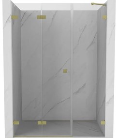 Mexen Lunar-F drzwi prysznicowe składane lewe 135 cm, transparent, złote szczotkowane - 836S-135-050-55-00-L