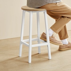 Taboret barowy hoker - dąb sonoma / nogi białe