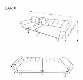 Rozkładana popielata kanapa Larix Halmar